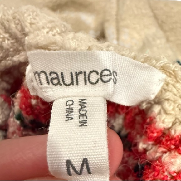 Maurices Tan Sweater with Festive Red and Green Accents - Picture 4 of 8